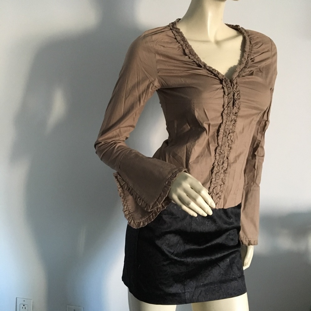 Buffalo long bell sleeved blouse with ruffle trim